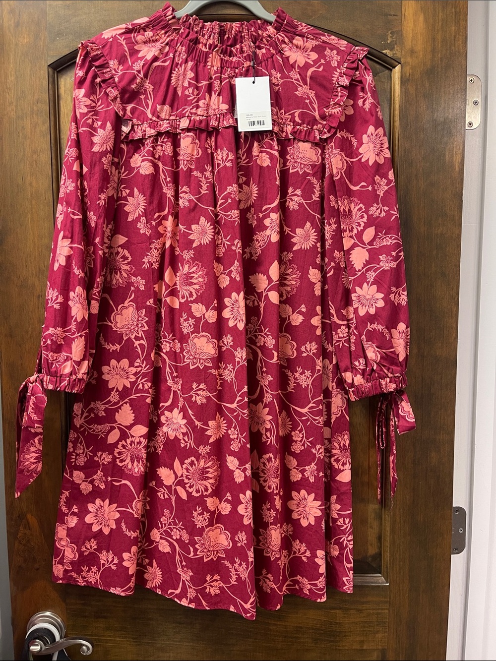 Sugarlips Raspberry Rose Floral Long-Sleeve Tunic Dress
